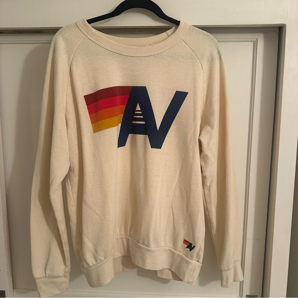 AV Cream Sweatshirt with Multicolor Logo